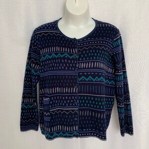 GUDRUM SJODEN Geometric Organic Cotton Knit Button Front Top